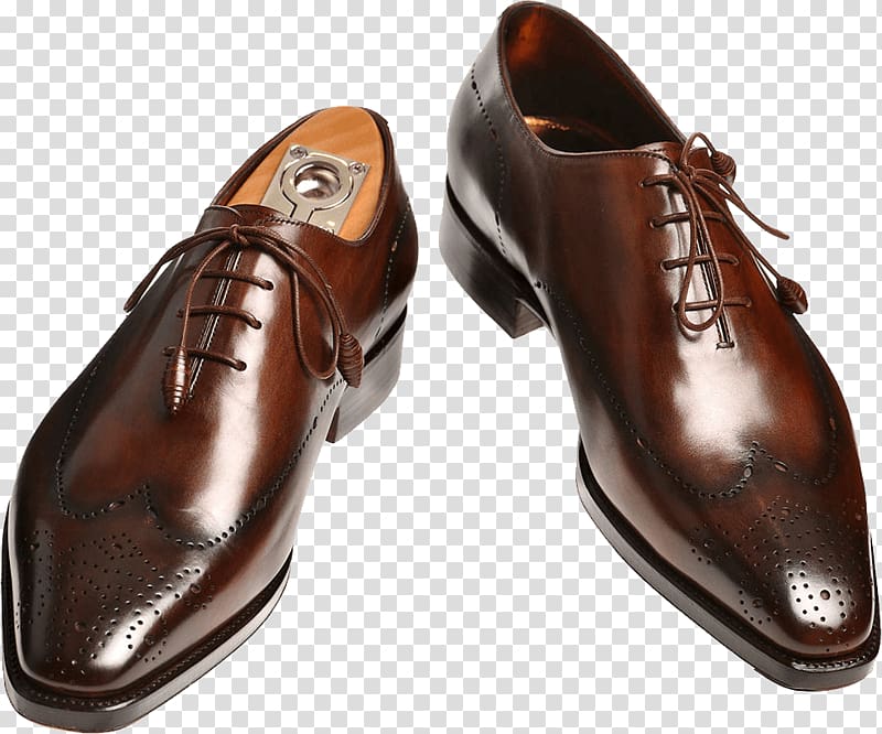 Brown leather oxford wingtip shoes 
