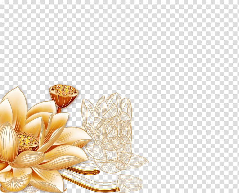 , Golden Lotus transparent background PNG clipart