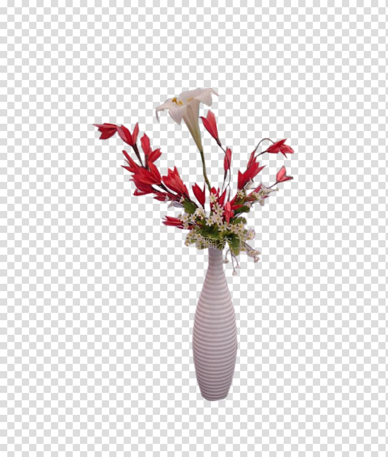 red and white petaled flowers in vase, Petal Vase Cut flowers Floral design Pattern, vase transparent background PNG clipart