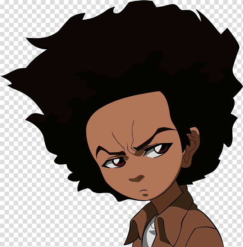 Black haired man anime character, Aaron McGruder Huey Freeman The Boondocks  Riley Freeman Jazmine Dubois, afro, television, face png | PNGEgg