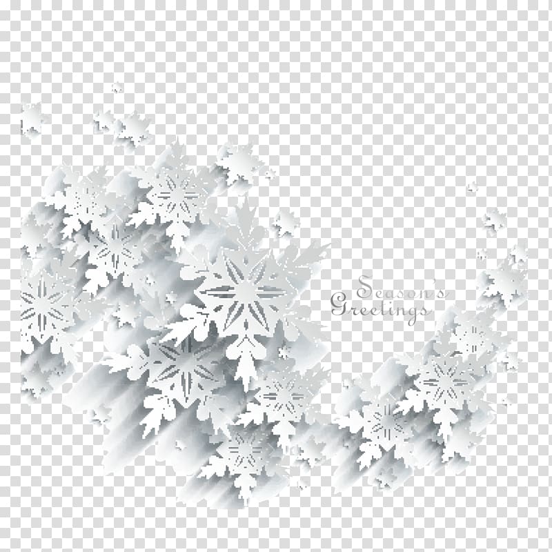 Snowflake White Papercutting, Paper-cut snowflakes wind cover elements transparent background PNG clipart