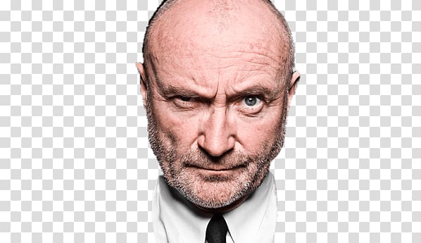 man wearing white collared top, Phil Collins Face transparent background PNG clipart