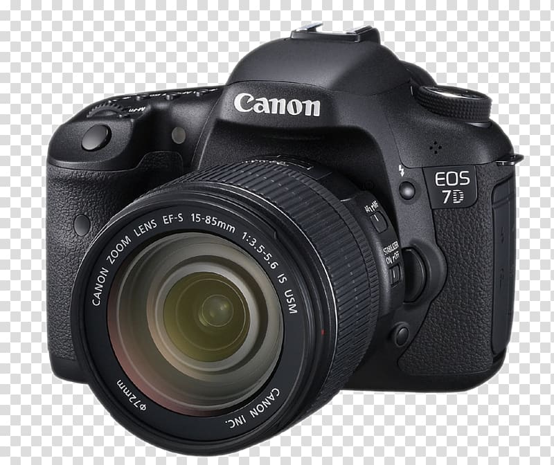 black Canon EOS 7D, Canon EOS 5D Mark II Canon EOS 60D Camera, 7D,Canon SLR camera transparent background PNG clipart