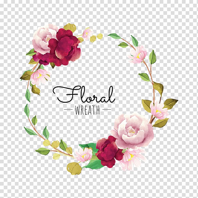 white and red floral wreath illustration, Flower Wreath Euclidean , flower wreath transparent background PNG clipart
