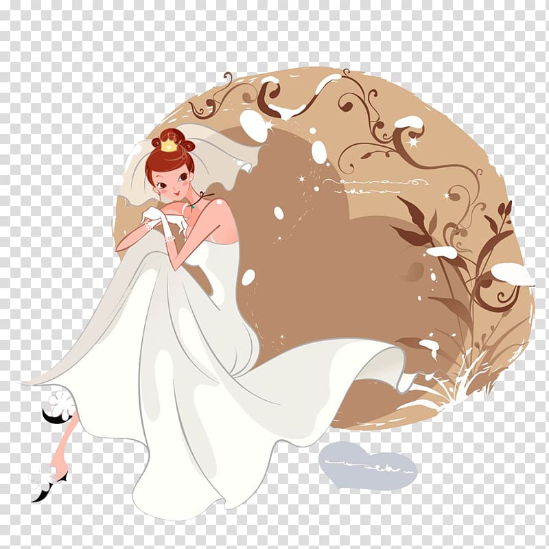 Marriage Cartoon Bride, Sideways wedding transparent background PNG clipart