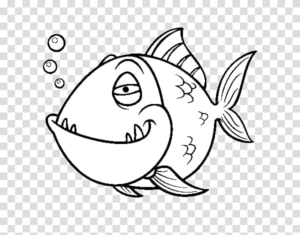 Coloring book Red-bellied piranha Drawing, Piranha fish transparent background PNG clipart