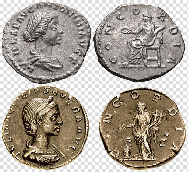 Coin Concordia Greek mythology Sestertius Patera, Coin transparent background PNG clipart