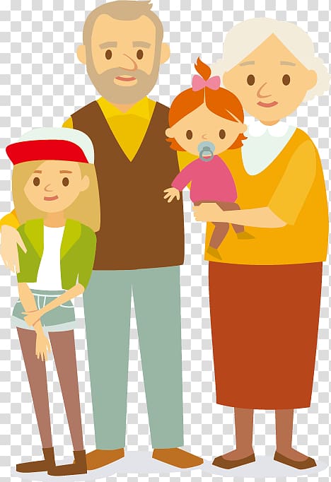 Family Grandparent Flat design, happy family transparent background PNG clipart