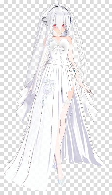 Gown Wedding dress MikuMikuDance, Bridal Veil transparent background PNG clipart