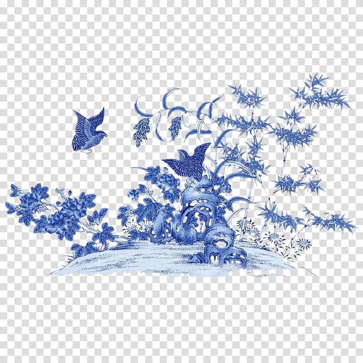 Blue and white pottery Motif , design transparent background PNG clipart