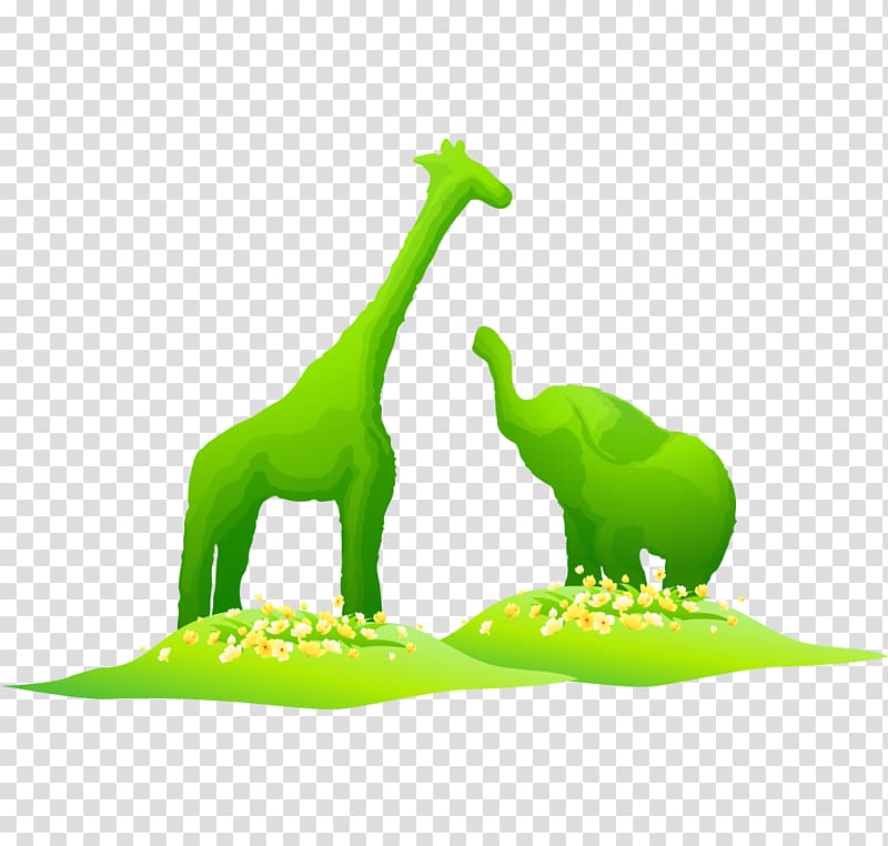 Giraffe , Hand-painted cartoon elephant giraffe green transparent background PNG clipart