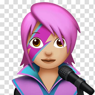 pink haired woman character, Glam Pop Star Emoji transparent background PNG clipart
