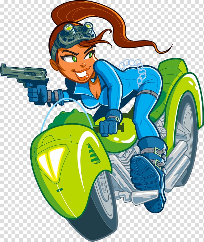 Illustration, Woman riding a motorcycle transparent background PNG clipart