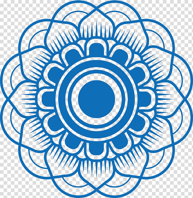 blue flower illustration, Mandala Buddhism Religion, Blue Mandala transparent background PNG clipart