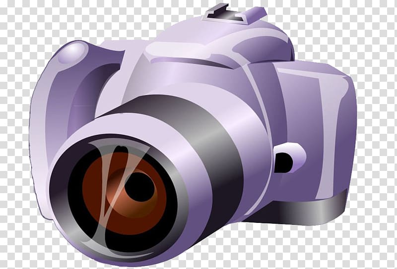Single-lens reflex camera Cartoon, Purple SLR camera transparent background PNG clipart