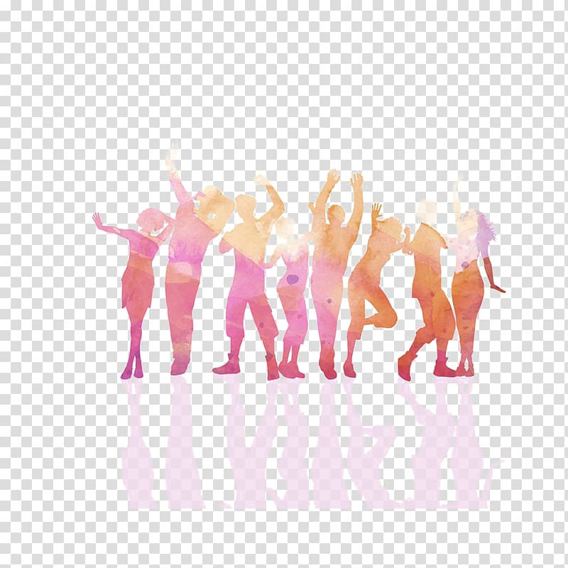 multicolored people dancing , Party Nightclub , Crowds of people silhouette transparent background PNG clipart