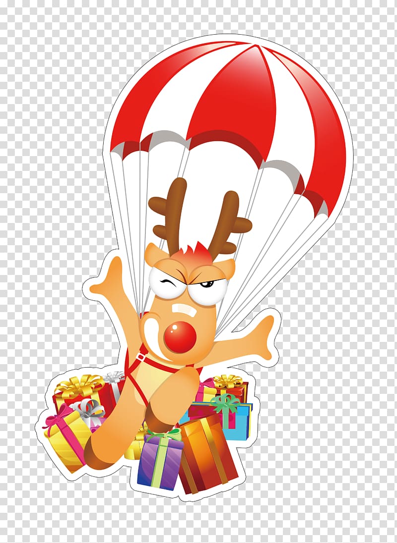 Parachute Parachuting, A deer with a parachute for a gift transparent background PNG clipart