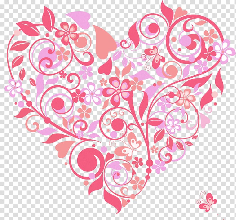 Heart Flower Pattern, love background transparent background PNG clipart