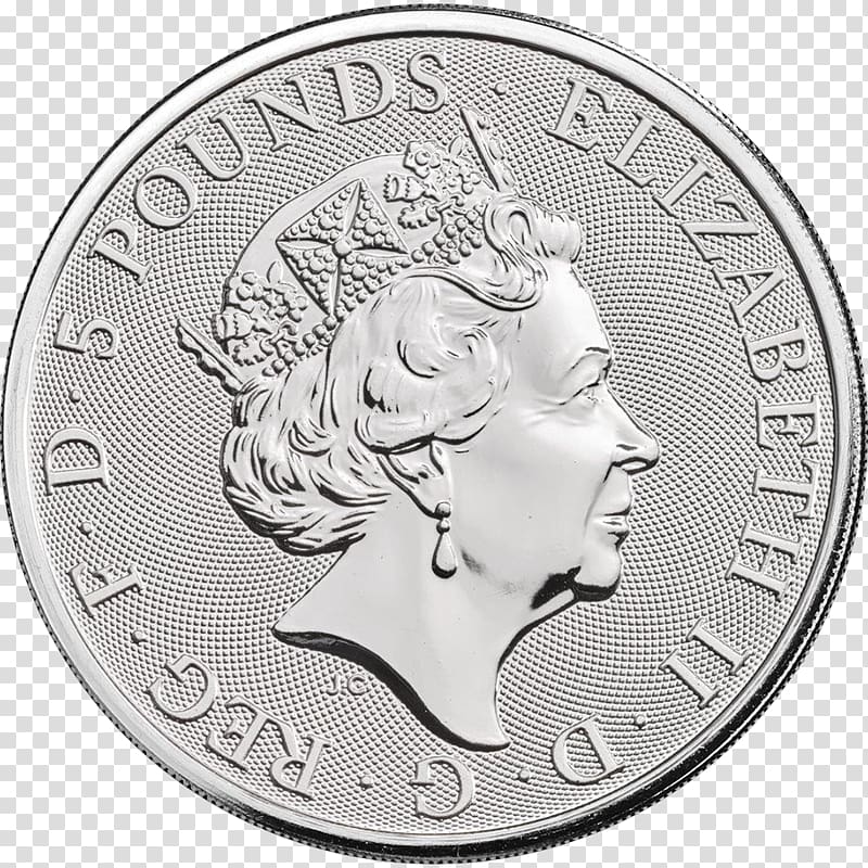 Royal Mint The Queen's Beasts Bullion coin Britannia Silver, metal coin transparent background PNG clipart