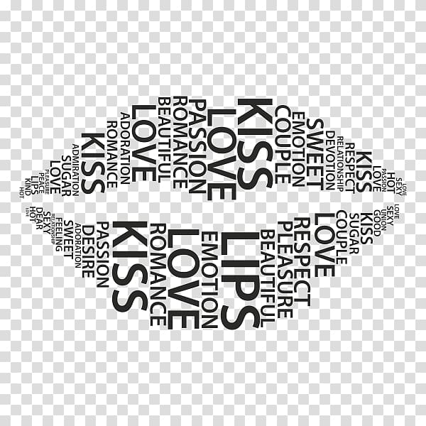 Love Kiss Word Lip, kiss transparent background PNG clipart