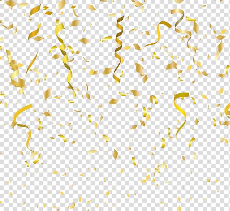 Paper Birthday cake Party Christmas, painted golden fireworks floating confetti cracker, yellow confetti transparent background PNG clipart