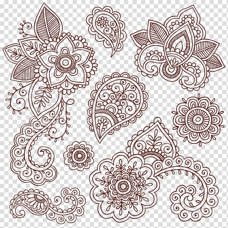 black paisley , Tattoo Mehndi Henna Paisley , Ham pattern pattern material transparent background PNG clipart