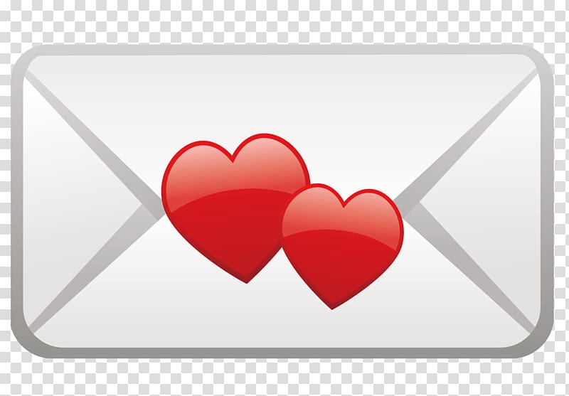 Red Heart, Red heart-shaped envelope transparent background PNG clipart