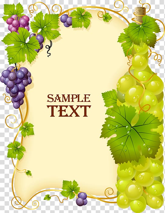 sample text with grapes border, Cabernet Franc Sauvignon blanc Pinot gris Cabernet Sauvignon Wine, Beautifully fresh grapes border transparent background PNG clipart