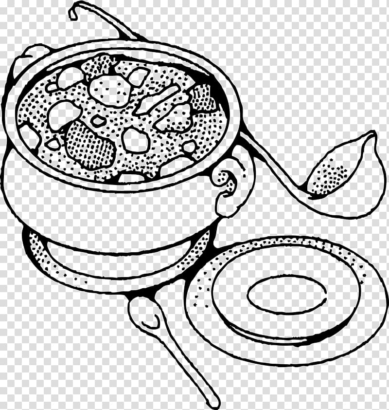 Chicken soup Bowl Black and white , Beef Stew transparent background PNG clipart