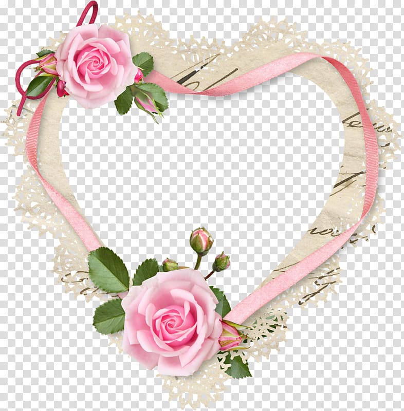 heart-shaped pink roses illustration, Valentine\'s Day Frames Gift Android, lace frame transparent background PNG clipart
