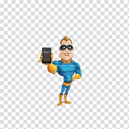 Superman Captain America Superhero Cartoon Animation, Lovely hand-painted cartoon hero holding a cell phone transparent background PNG clipart