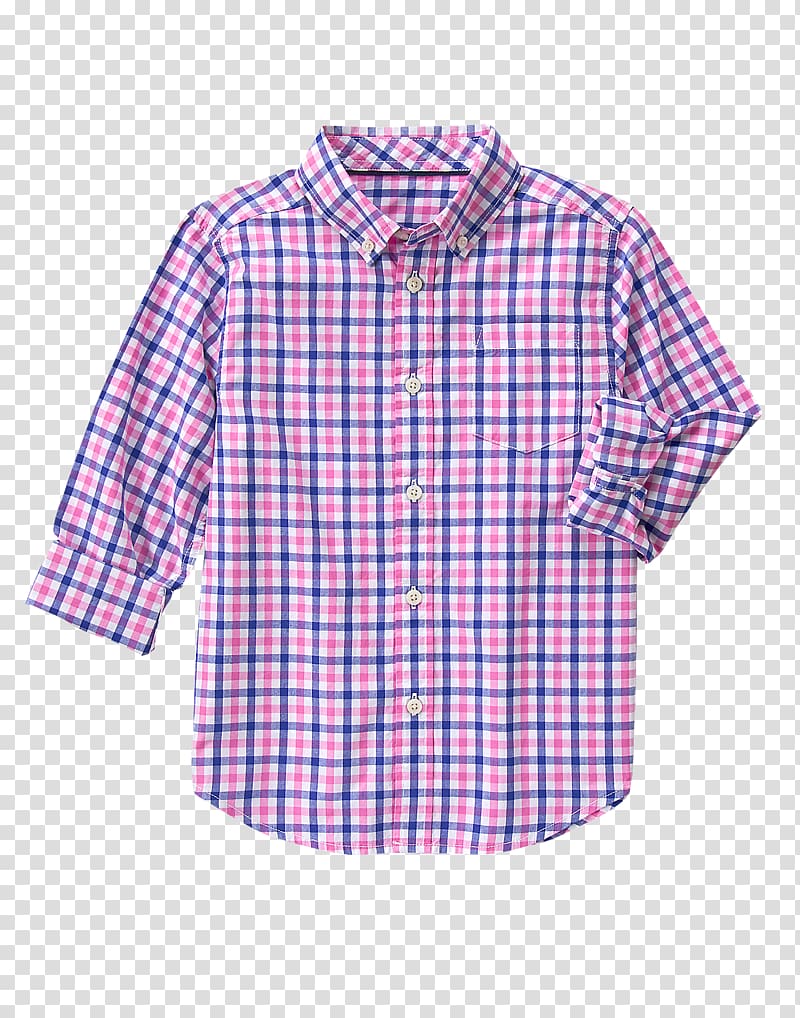 Blouse Shirt Blue Collar Sleeve, gingham transparent background PNG clipart