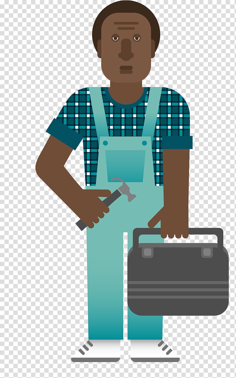 Cartoon Laborer, A cartoon man with tools transparent background PNG clipart