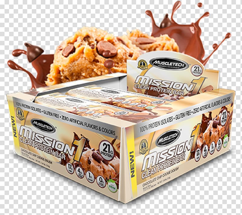 MuscleTech Mission1 Bar Chocolate chip cookie Protein bar, bodybuilder diet transparent background PNG clipart