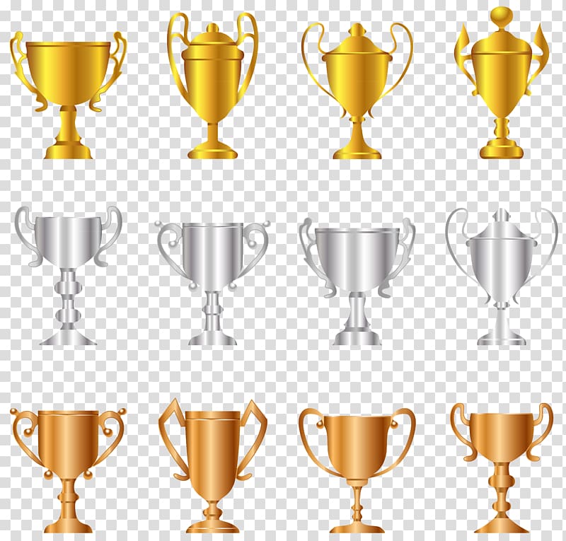 silver and gold trophy illustration, UEFA Champions League Cup illustration, Gold Silver Bronze Trophies Set transparent background PNG clipart