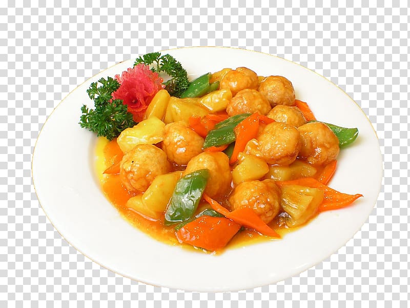 Kung Pao chicken Sweet and sour pork Chinese cuisine Chicken nugget, Pineapple meat transparent background PNG clipart