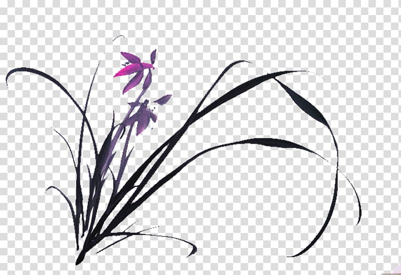 Ink wash painting Bamboo, Free antiquity pull flowers transparent background PNG clipart