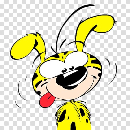 yellow and black cartoon dog , Marsupilami Head transparent background PNG clipart