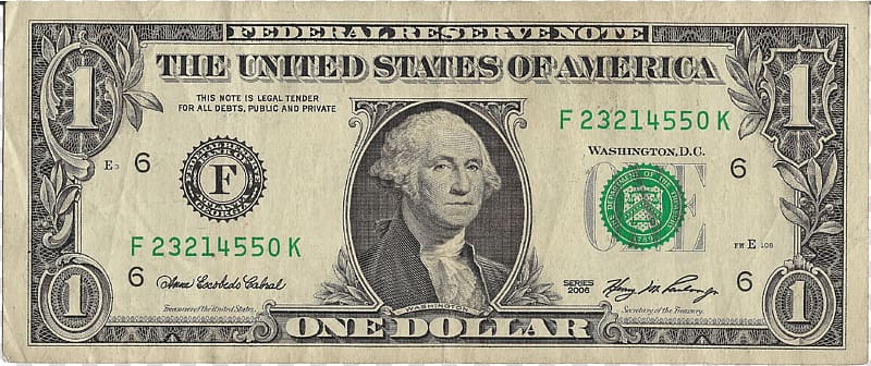 1 U S Dollar Banknote United States One Dollar Bill United