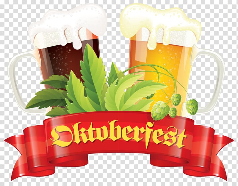 Oktoberfest logo, Beer glassware Oktoberfest Märzen , Oktoberfest Red Banner Beers and Malt transparent background PNG clipart