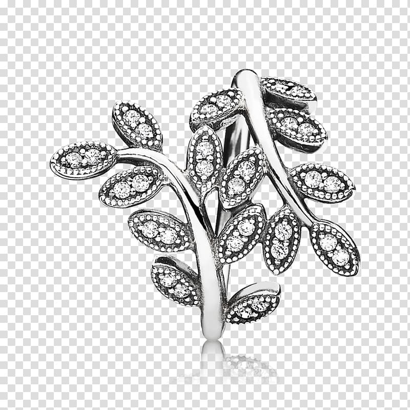 Pandora Cubic zirconia Earring Silver, pandora charm transparent background PNG clipart