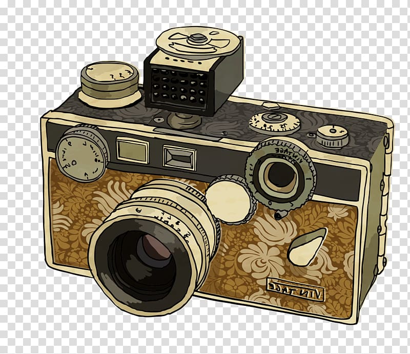 Camera Drawing Illustration, Coffee classic camera transparent background PNG clipart