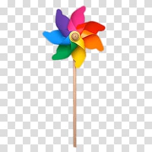 multicolored wind fan art, Windmill Rainbow Toy transparent background PNG clipart