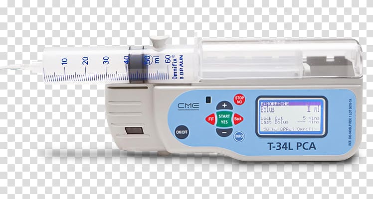 Patient-controlled analgesia Syringe driver Infusion pump Medical Equipment, syringe pump transparent background PNG clipart