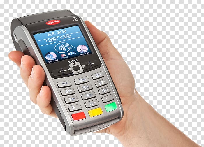 Point of sale Payment terminal Ingenico Sales System, credit card transparent background PNG clipart