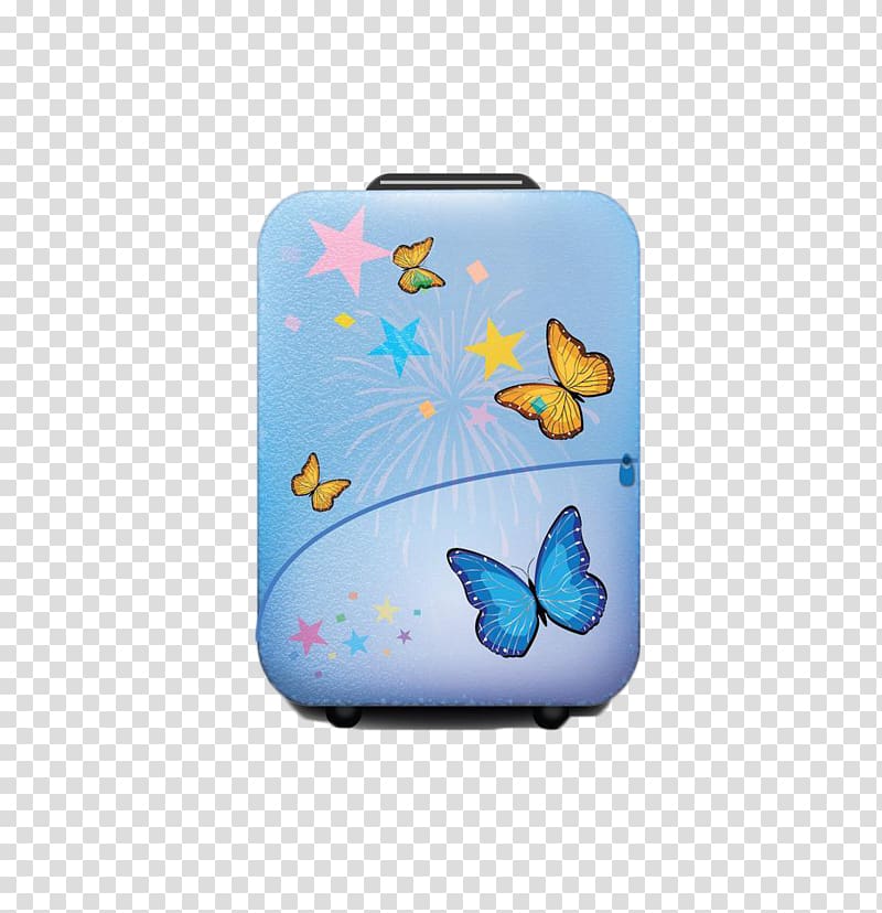 Wat Phra That Phanom Suitcase, Butterfly blue luggage transparent background PNG clipart