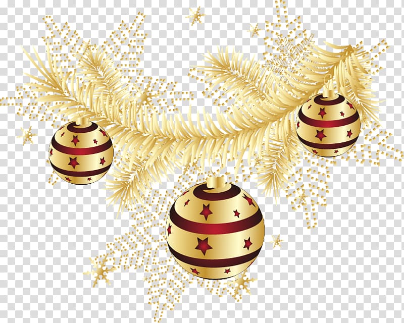 Christmas ornament Ball, Golden Christmas decoration transparent background PNG clipart