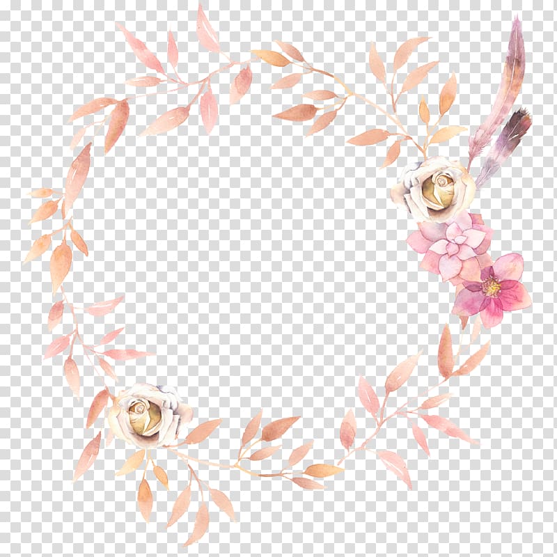 white and pink flower wreath illustration, Watercolor painting Flower, Hand-painted watercolor flower garland transparent background PNG clipart