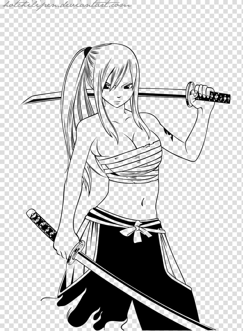 Erza Scarlet Line art Natsu Dragneel Fairy Tail Character, fairy tail transparent background PNG clipart