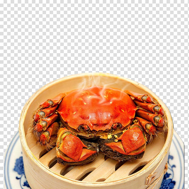 Baozi Crab Jiaozi Bamboo steamer Xiaolongbao, Crab and cage transparent background PNG clipart